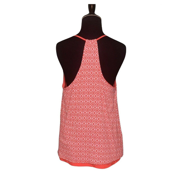 Banana Republic Orange Geometric Print Racer Back Blouse S - Picture 2 of 11